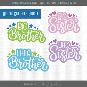Großer Bruder Kleiner Bruder große Schwester kleine Schwester SVG Bundle, Geschwister SVG, Brüder und Schwestern SVG, Big Bro Lil Bro svg, Big Sis Lil Sis