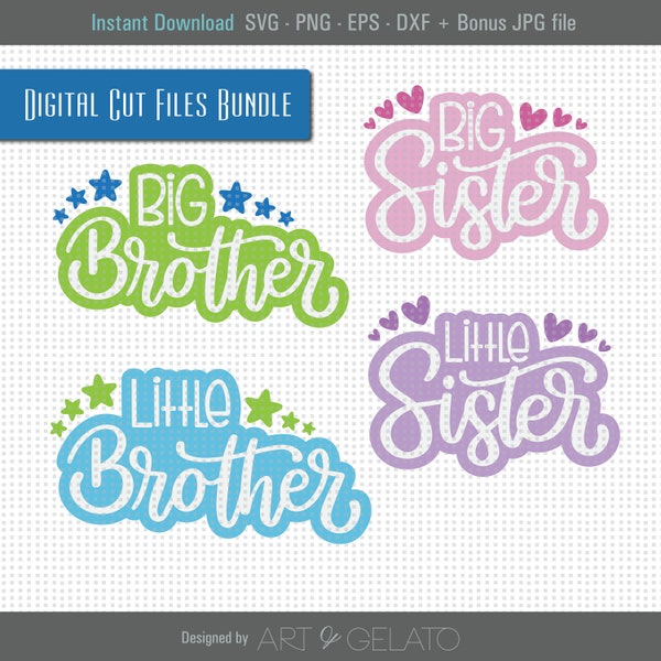 Big Brother Little Brother Big Sister Little Sister SVG Bundle, Sibling Svg, Brothers and Sisters Svg, Big Bro Lil Bro Svg, Big Sis Lil Sis