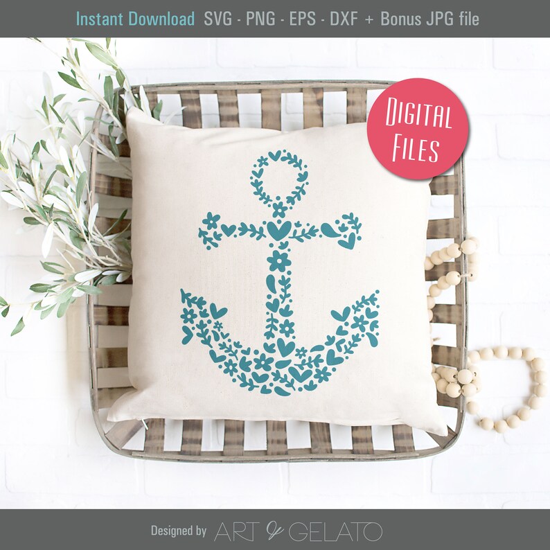 Download Ancla SVG Floral Anchor Svg Ancla NĂ¡utica Svg Verano Svg ...