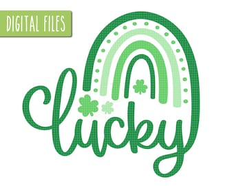 Lucky Rainbow SVG, St Patrick's Day Svg, Rainbow Lucky Svg, Boho Rainbow SVG, St Patricks Shirt SVG, Shamrock Rainbow Svg,  Rainbow Decor