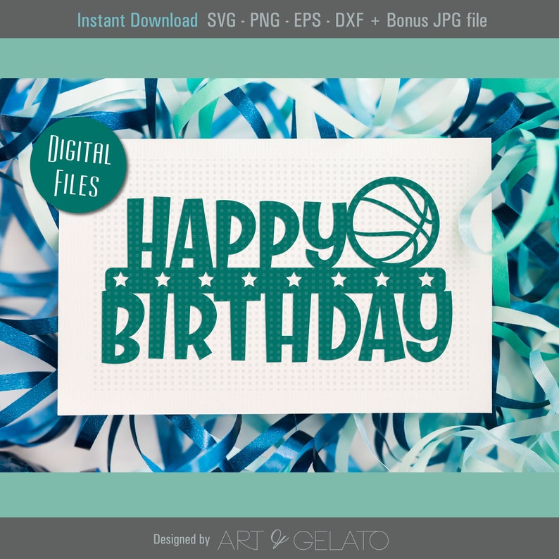 Download Happy Birthday Basketball SVG Cake topper Cutout Svg | Etsy