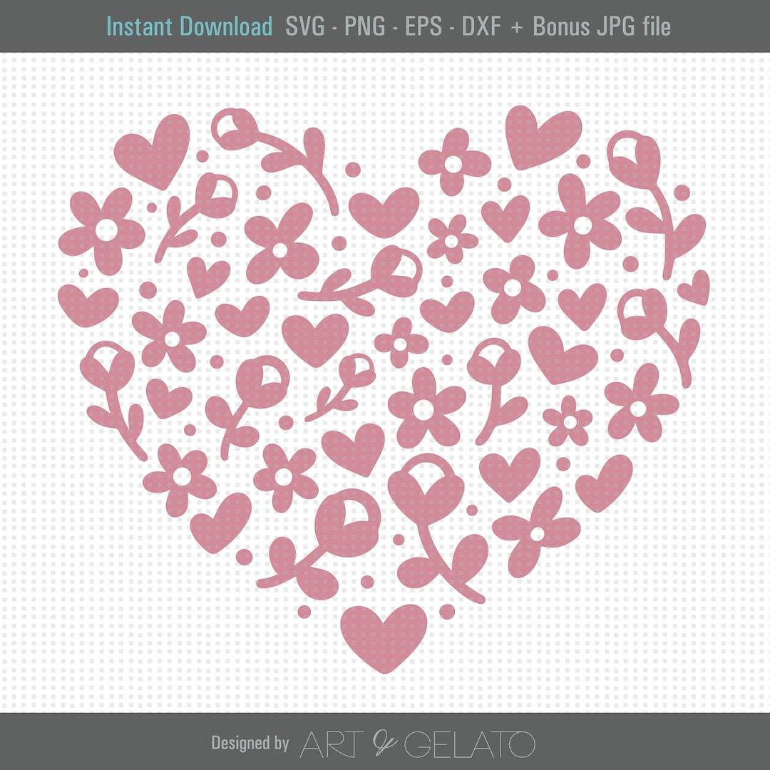 Floral Love Heart SVG, Floral Heart SVG, Heart Full of Flowers Svg ...