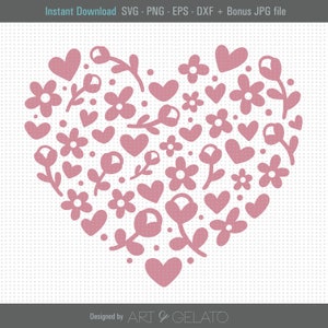 Floral Love Heart SVG, Floral Heart SVG, Heart full of flowers Svg, Flowers Svg, Spring Svg, Heart and flowers Svg, Daisy svg, Love svg