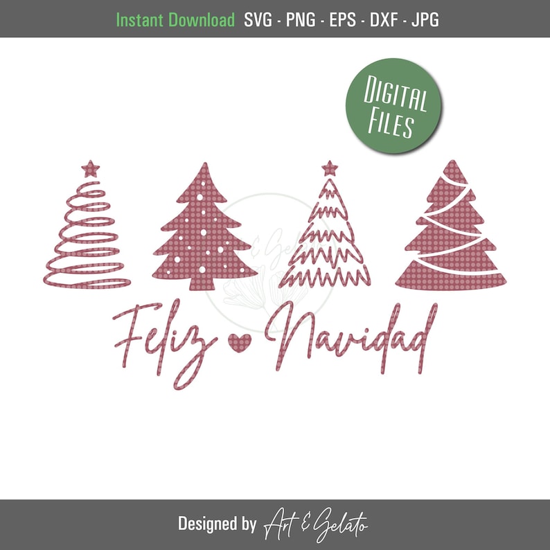 Feliz Navidad Arboles SVG, Feliz Navidad SVG, Merry Christmas Trees SVG, Merry Christmas Svg, Navidad Svg, Christmas Sign, Spanish Christmas image 1