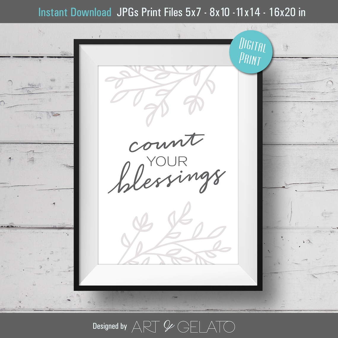 Count Your Blessings INSTANT DOWNLOAD PRINTABLE Wall Art - Etsy