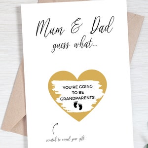 Carte à gratter pour révéler, annonce de grossesse de carte de grands-parents, surprise de nouvelles de bébé, va être grands-parents, carte d'annonce de grossesse