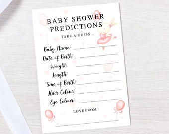 Przepowiednie na baby shower, Baby shower dla dziewczynek, gry na baby shower, gra z przewidywaniem narodzin dziecka, gry imprezowe, do druku baby shower, różowy baby shower