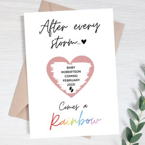 Carte de révélation de grossesse, grattez pour révéler la grossesse, annonce de bébé arc-en-ciel, grossesse après perte, après chaque tempête vient un arc-en-ciel