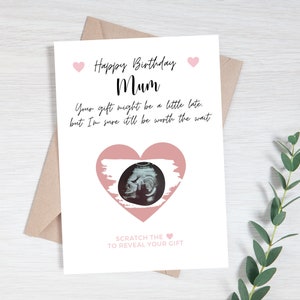 Faire-part de grossesse, carte d'anniversaire, carte à gratter bébé scan, gratter pour révéler la grossesse, baby scan personnalisé, anniversaire révéler