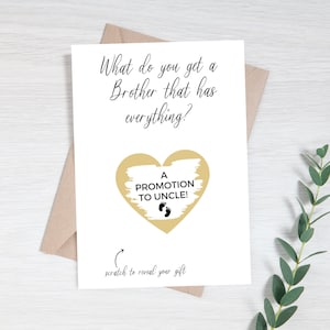 Faire-part de grossesse futur oncle, carte cadeau futur oncle enceinte, carte frère, carte cadeau à gratter promotion oncle