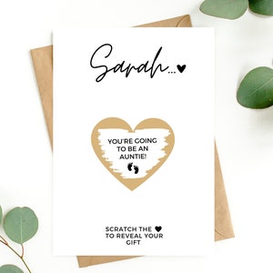Carte à gratter pour le futur tante, Carte à gratter pour révéler, Grossesse : révéler une nouvelle tante, Annonce de grossesse, Carte à gratter promue tante