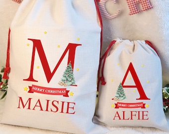 Personalised Christmas Sack Kids, Gifts From Santa Kids Name Sack, Large Christmas Gift Bag, Children's Xmas Santa Sack, First Christmas