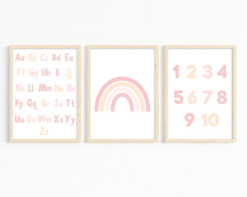 Abc Math Front Pink Alphabet and Numbers, Pink ABC, Educational Wall Art, Girls Alphabet ...
