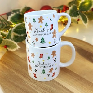 Personalisierte passende Weihnachtstassen, traditionelle Weihnachtstassen, heiße Schokolade der Familie, Mama-Vati-Kind-Weihnachtstasse, Strumpffüller-Vati Bild 7