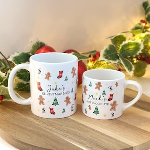 Personalisierte passende Weihnachtstassen, traditionelle Weihnachtstassen, heiße Schokolade der Familie, Mama-Vati-Kind-Weihnachtstasse, Strumpffüller-Vati Bild 10