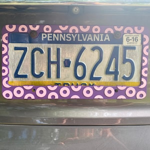Phish-inspired license plate frame  (Purple-durple edition) - raised Fishman donut pattern, made in USA from recycled plastic!
