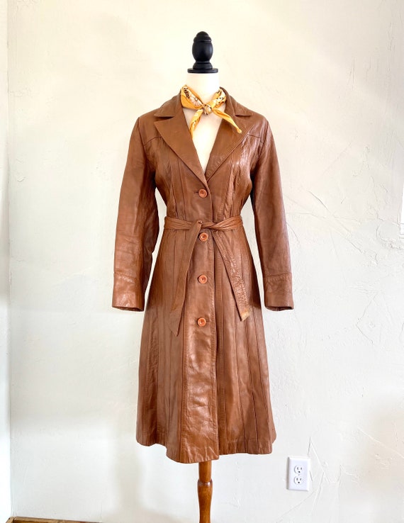Vintage 70s Leather Trench Coat