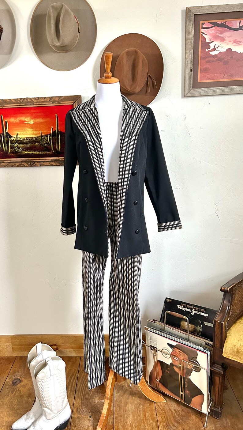 Vintage 60s/70s Black and White Suit image 2