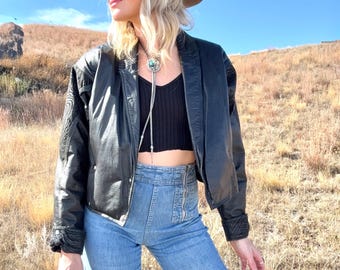 Vintage 1980's Bomber Jacket by Iconic Brand Z. Cavaricci Leather