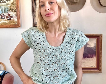 Vintage Mint Green Crochet Top