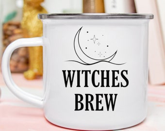 Witch's Brew Campfire Mug, Halloween Witch Coffee Mug, Halloween Witchy Gothic Cup, Black Cat Camping Mug, Fall Autumn Mug, Halloween Lover