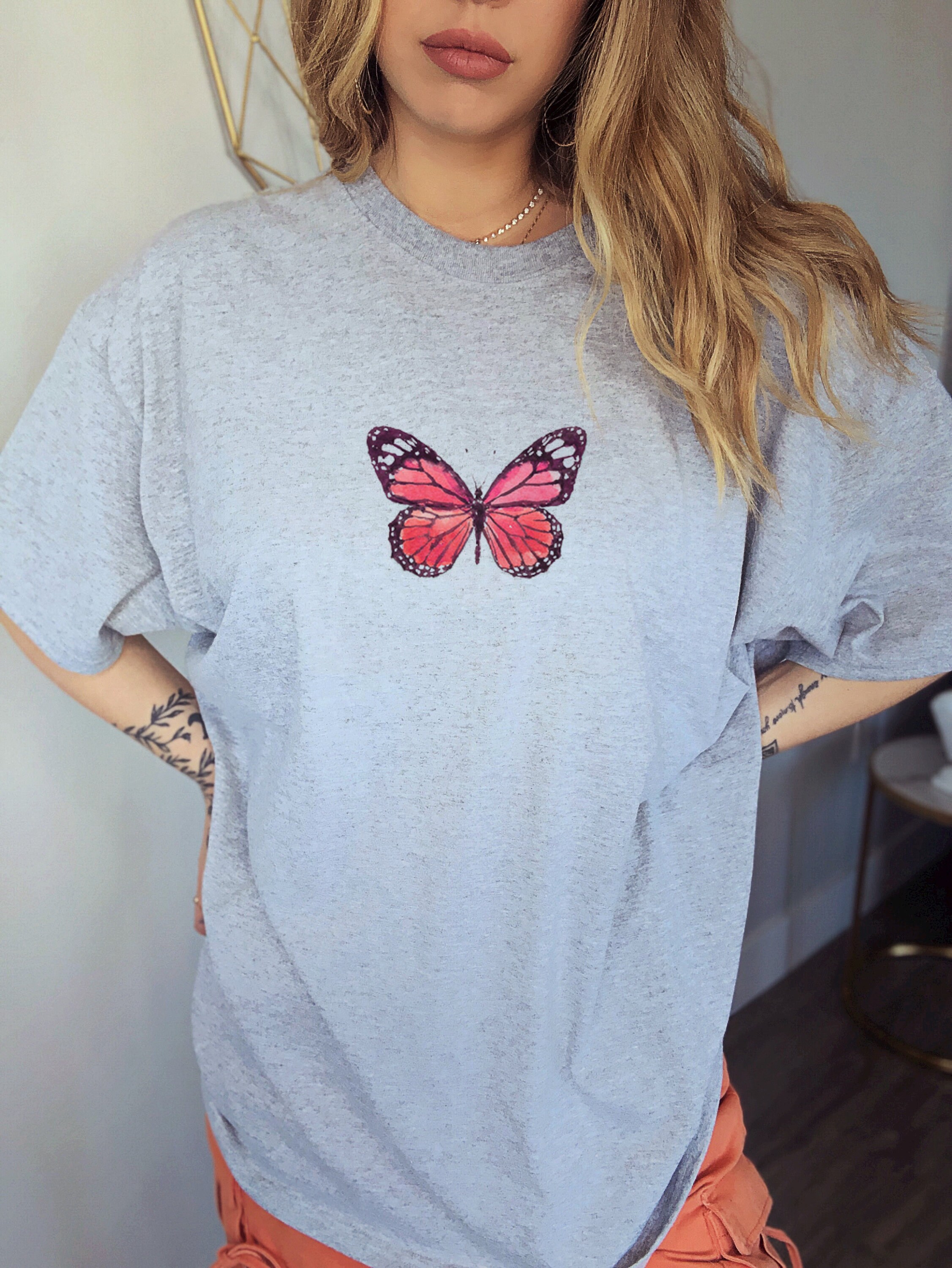 Pink Butterfly shirt Monarch butterfly shirt Cute Butterfly Etsy