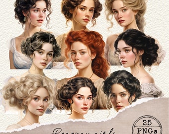 Regency Clipart, Regency Era PNG, Victorian Ladies Clipart, Scrapbooking, Commercial Use, Vintage Clipart, Junk Journal Ephemera, 035