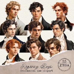 Clipart dell'era Regency, Clipart di uomini vittoriani, Clipart di Dark Academia, PNG di uomini belli, Ephemera del diario di Jounk, Fussy Cut, Scrapbooking, 032