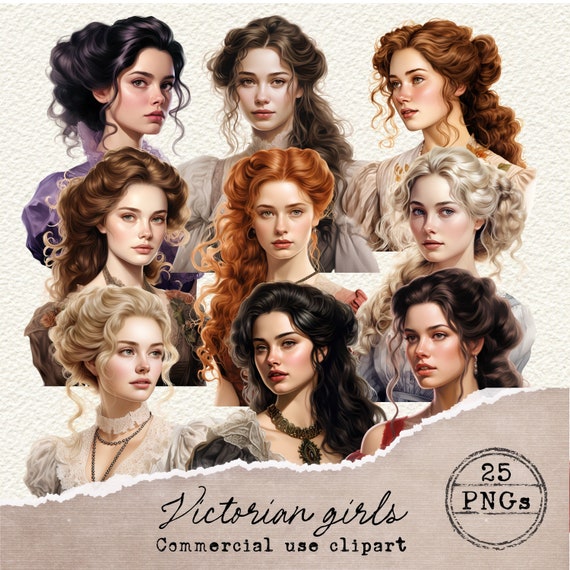 Victorian Clipart, Victorian Ladies Clipart, Vintage Clipart, Victorian Girl PNG, Victorian Women, Junk Journal Ephemera, Fussy Cut, 034