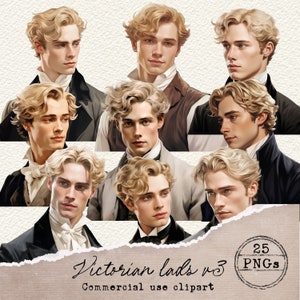 Victorian Men Clipart, Handsome Men, Dark Academia Clipart, Blonde Boy, Junk Journal Ephemera, Scrapbooking Supplies, Vintage PNG, 029