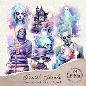 Pastel Halloween Clipart, Pastel Goth PNG, Pastel Ghouls Clipart, Pastel Spooky PNG, Gothic Clipart, Ghost Clipart, Zombie PNG, 019