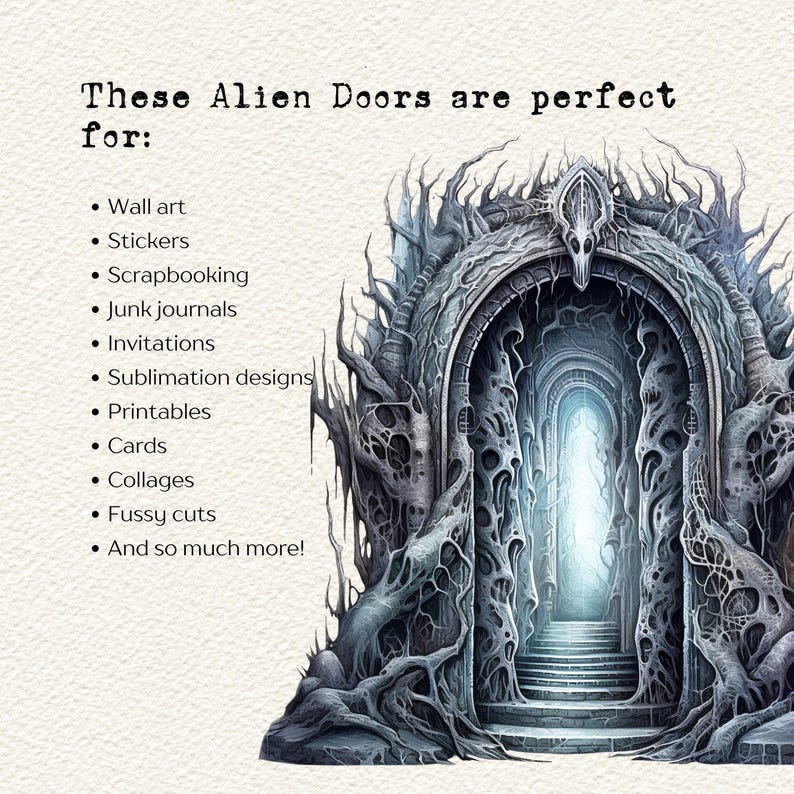 Alien Doors Clipart, Horror Clipart, Fantasy Clipart, Alien Clipart ...