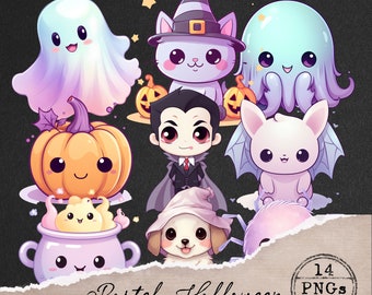 Pastel Halloween Clipart, Pastel Goth Halloween, Creepy Cute Kawaii Pastel Goth PNG, Cute Halloween Clipart, Spooky Goth Pastelcore Art, 012