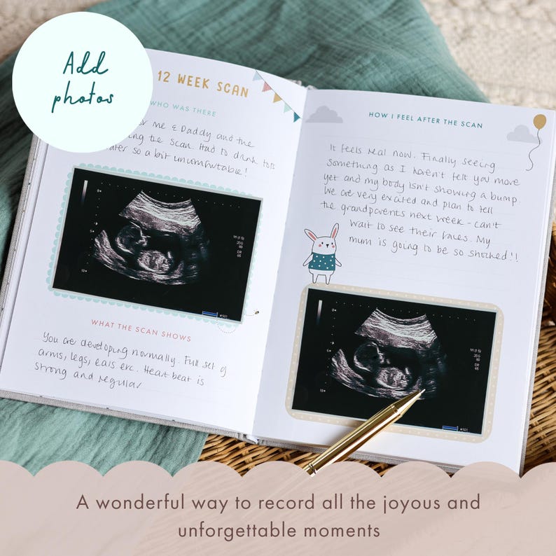 Pregnancy journal, add photos after scan.