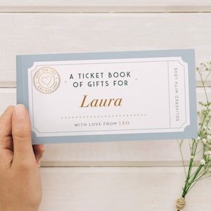 Custom Ticket Book | 12 ticket style gifts | *Made To Order* | Anniversary Gift| Customised Coupon Book | Elegant Design | Personalised Gift