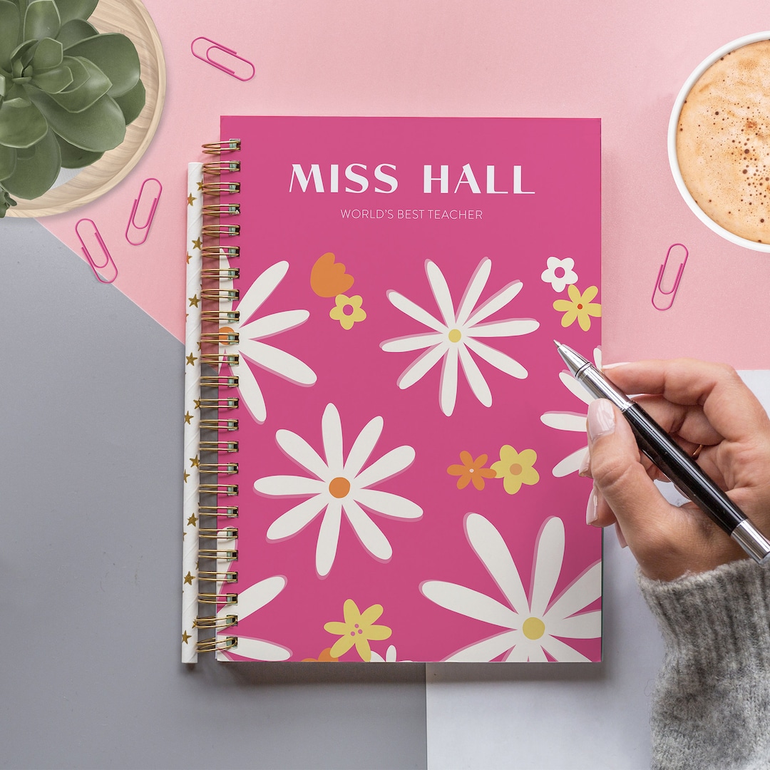 Personalised 2027 Diary | Name | Floral Design Green, Yellow, Pink ...