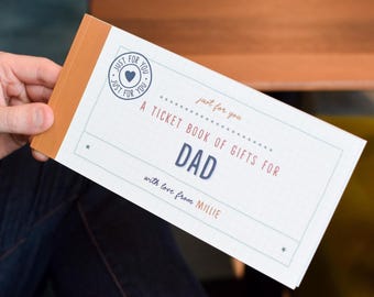 Personalised Ticket Book Gift For Dad, Give Him The Gift Of Time and Experiences, Personalised Coupons Birthday Present