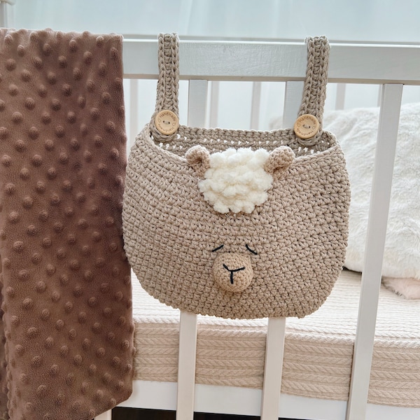 llama storage basket in nursery, hanging toy storage, crib and changing table decor, baby nursery , gift for a newborn or new mother
