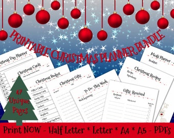 Christmas Planner & Holiday Organizer Printables, Printable Xmas Planning Kit, Budgets, Gift and Shopping Lists, Meal Planning, To-Do Notes