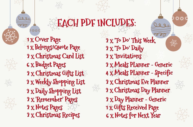 Christmas Planner &amp; Holiday Organizer Printables, Printable Xmas ...