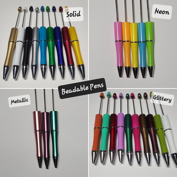 Beadable Black Ink Multi Color Option Single or Bulk Pen Blank For DIY Craft Supplies