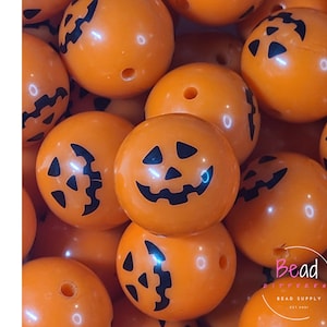 20mm Bubblegum Bead, Pumpkin Beads, Orange Chunky Beads, Acrylic Beads, Halloween Bead, Beads for Pen, DIY Loose Beads, Lanyard Bead