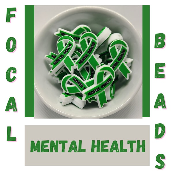 Mental Health Awareness Ribbon | Silicone Focal Bead | Wholesale Supply | Crafting Supplies | Jewelry Making | DIY | Beadable Pen