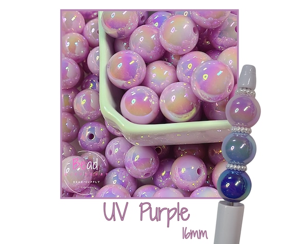 16mm Beads, UV Beads, AB Bubblegum Beads, Purple Beads, Chunky ギャラクシービーズ 16mm 27