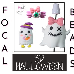 3D Beads, Ghost Beads, Silicone Focal Beads, Eyeball Beads, Halloween Beads, Spooky Beads, DIY Craft Beads for Pens, Cup Charm Bead Supplies