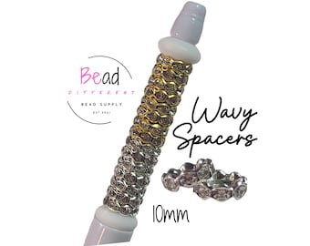 Espaciador ondulado de 10 mm, espaciador de gemas redondas, espaciador de diamantes de imitación, cuentas redondas de cristal brillante, espaciadores para bolígrafos, paquete de 10, cuentas multicolor