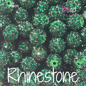 14mm Rhinestone, Dark Green Beads, Spacer Beads, Chunky Bubblegum Beads, Resin Beads, Craft Bead Supply, Chunky Acrylic Beads, Beads for Pen
