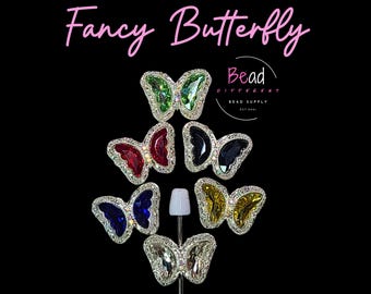 Rhinestone Butterfly Spacer Bead, Large Hole Bling Beads, Beadable Pen Accessories, Badge Reel Beads, Statement Craft Beads