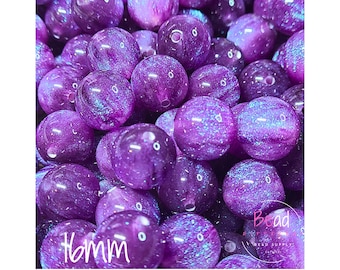 16mm Acrylic Beads, Shimmer Bead, Purple Bead, Chunky Bead, Glittery Bead, Sparkle Beads, DIY Craft Beads for Pens, Galaxy Bead, Bead Supply