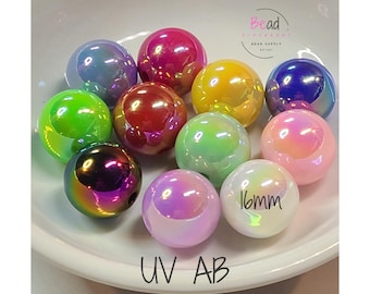 16mm Beads, UV Beads, AB Beads, Mixed Bubblegum Beads, Chunky Beads, DIY Craft Beads for Pens, Pretty Acrylic Beads, Ombre Beads, Shiny Bead